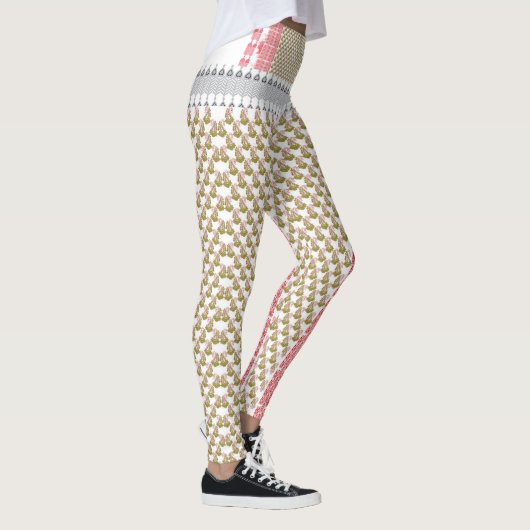 緑の背景が白離れい背景 レギンス (右)