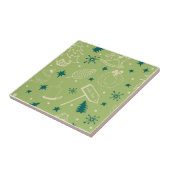 緑の背景とクリスマスツリー、シンボルや象徴、星 タイル (側面)