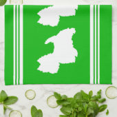 緑の背景にウェスティのシルエット キッチンタオル (折り畳み)