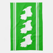 緑の背景にウェスティのシルエット キッチンタオル (縦)