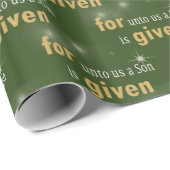 緑の背景にクリスマスのキリスト教テキスト ラッピングペーパー (ロールコーナー)