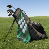 緑の背景にゴルフボールを抽象芸術 ゴルフタオル (グリーン)