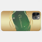 緑の背景にゴールドのクリスマス モチーフ... Case-Mate iPhoneケース (裏面(横))