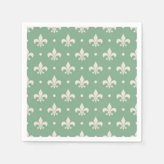 緑の背景にシルバー（紋章の）フラ・ダ・リパターン スタンダードカクテルナプキン (正面)