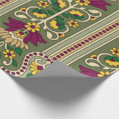 緑の背景にジオメトリムガルペイズリーパターンを表示 ラッピングペーパー (角)