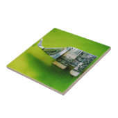 緑の背景にドル紙幣の折り紙ゾウ タイル (側面)