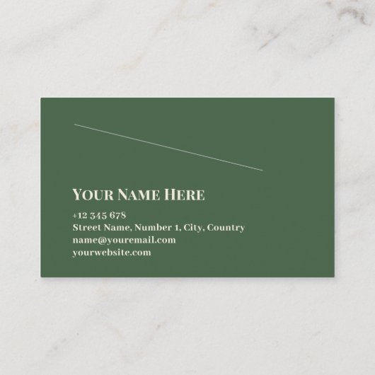 緑の背景にピンクのバラシンプルスエレガント 名刺 (裏面)