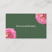 緑の背景にピンクのバラシンプルスエレガント 名刺 (正面)