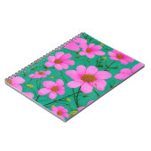 緑の背景にピンク色の花 ノートブック (左側)