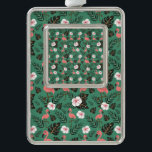 緑の背景にフラミンゴシームレスパターンピンク シルバープレートフレームオーナメント<br><div class="desc">フラミンゴの鳥が好き？熱帯雨林楽しむの野生生物は？この熱帯フラミンゴのシームレスなパターンはあなたの夏休みにおもしろいを追加する。ビーチに座る時に合う。花の柄は与え常に喜びと幸福の印象を与える。フラミンゴの鳥を愛する友人への贈り物として提示することができる。緑の背景にフラミンゴの表面のパターンがピンク</div>