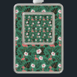 緑の背景にフラミンゴシームレスパターンピンク シルバープレートフレームオーナメント<br><div class="desc">フラミンゴの鳥が好き？熱帯雨林楽しむの野生生物は？この熱帯フラミンゴのシームレスなパターンはあなたの夏休みにおもしろいを追加する。ビーチに座る時に合う。花の柄は与え常に喜びと幸福の印象を与える。フラミンゴの鳥を愛する友人への贈り物として提示することができる。緑の背景にフラミンゴの表面のパターンがピンク</div>