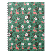 緑の背景にフラミンゴシームレスパターンピンク ノートブック (正面)