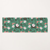 緑の背景にフラミンゴシームレスパターンピンク ヨガマット (正面(横))