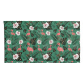 緑の背景にフラミンゴシームレスパターンピンク 枕カバー (裏面-右)