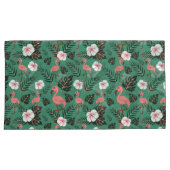 緑の背景にフラミンゴシームレスパターンピンク 枕カバー (正面右)