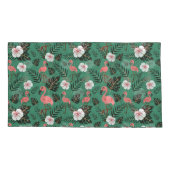 緑の背景にフラミンゴシームレスパターンピンク 枕カバー (裏面-左)