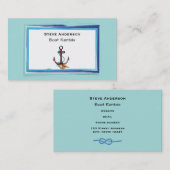 緑の背景にロープとシーシェルを付けたいかり 名刺 (正面/裏面)