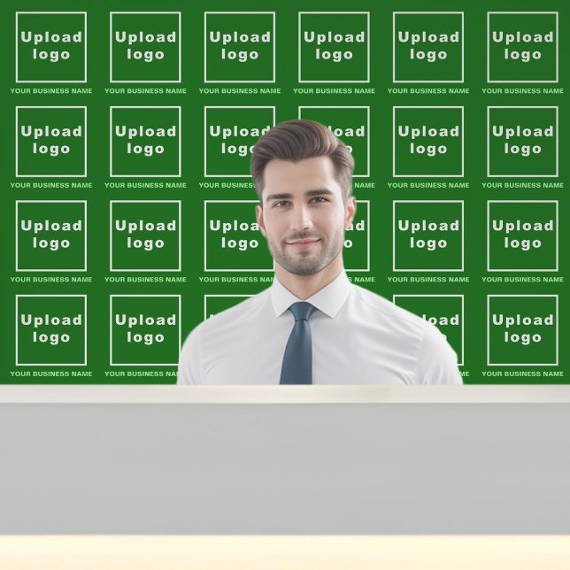 緑の背景に企業名とロゴ 壁紙 (Business name and logo on green wallpaper)