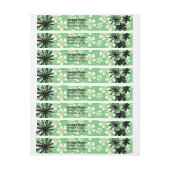 緑の背景に幸せな白い花 ラップアラウンドラベル (シート)