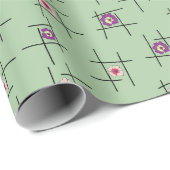 緑の背景に幾何学的な紫色のタンフラワー ラッピングペーパー (ロールコーナー)