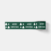 緑の背景に書かれた'Merry Christmas'のホワイトツリー サテンリボン (正面)
