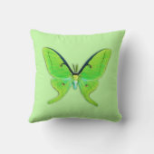 緑の背景に淡い色のある蛾 クッション (裏面)