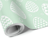 緑の背景に白いイースターの卵 ラッピングペーパー (ロールコーナー)