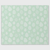緑の背景に白いイースターの卵 ラッピングペーパー (フラット)