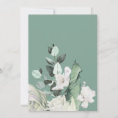 緑の背景に白い花束　洗礼式 招待状 (裏面)