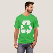 緑の背景に白のリサイクルマーク Tシャツ (正面フル)