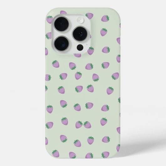 緑の背景に紫のイチゴ模様 Case-Mate iPhoneケース (裏面)