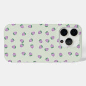 緑の背景に紫のイチゴ模様 Case-Mate iPhoneケース (裏面 (横))