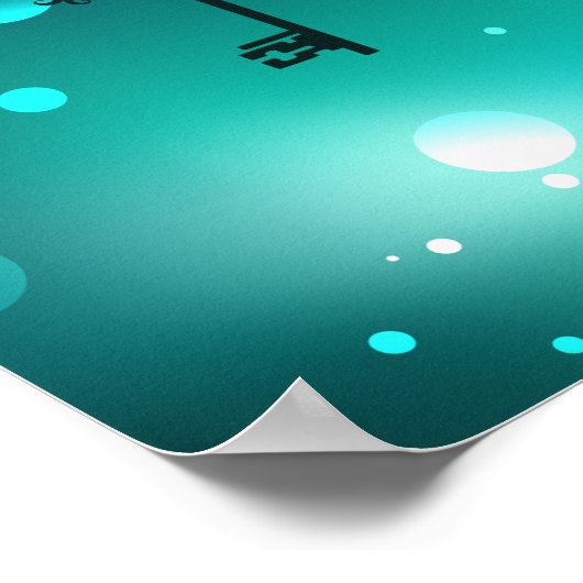 緑の背景に置かれた古いスケルトンキー ポスター (角)