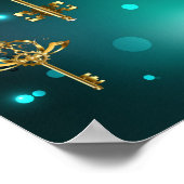 緑の背景に置かれた古いスケルトンキー ポスター (角)