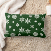 緑の背景に美しい白い雪 ランバークッション (ブランケット)