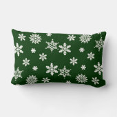 緑の背景に美しい白い雪 ランバークッション (裏面)