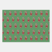 緑の背景に赤いキャンディ缶 ラッピングペーパーシート (正面2)