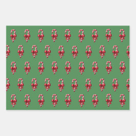 緑の背景に赤いキャンディ缶 ラッピングペーパーシート