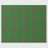緑の背景に赤いトラクタタイヤ ラッピングペーパー (フラット)