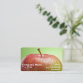 緑の背景に赤いリンゴ 名刺 (スタンド正面)