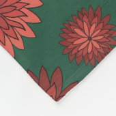 緑の背景に赤い花 フリースブランケット (角)