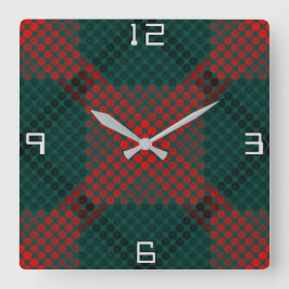緑の背景に赤から黒のボールまたは穴 スクエア壁時計