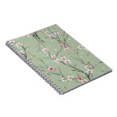 緑の背景に赤と黄色の小さな花模様 ノートブック (右側)