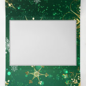 緑の背景に金のクリスマスの雪の結晶 三つ折りクリスマスカード (内部中)