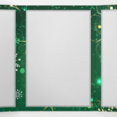 緑の背景に金のクリスマスの雪の結晶 三つ折りクリスマスカード (内部中)
