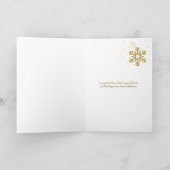 緑の背景に金の雪の結晶が舞うアイルランドのクリスマスカード シーズンカード (内部)