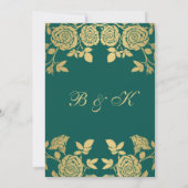 緑の背景に金色のバラ 30周年記念 招待状 (裏面)