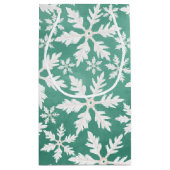 緑の背景に降り注ぐ大きな白い雪 スモールペーパーバッグ (裏面)