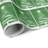 緑の背景に雪の結晶のクリスマスツリー ラッピングペーパー (ロールコーナー)