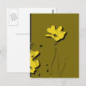 緑の背景に黄色の花 – ファインアート ポストカード (正面/裏面)